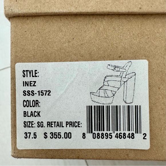 Joie Inez Snake Embossed Cement Heel Platform Black Sandal - Picture 15 of 16